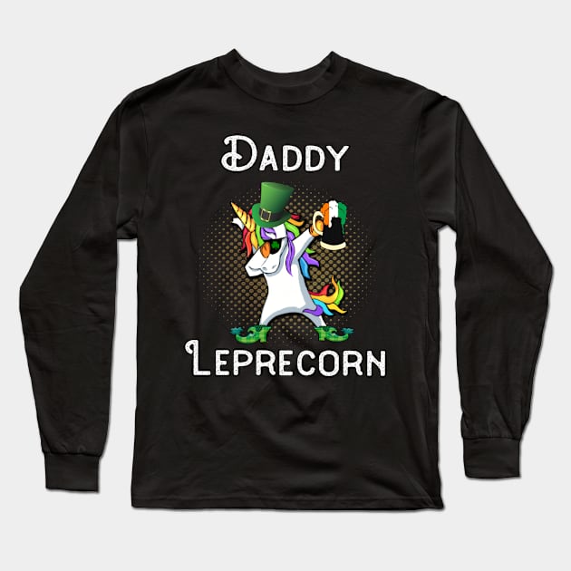 Dabbing Leprecorn Beer Shamrock Leprechaun St Patrick's St Paddy's Day Daddy Long Sleeve T-Shirt by familycuteycom